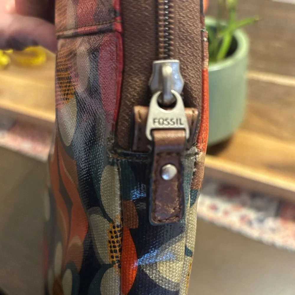 Fossil Blue and Red Floral Laptop Bag